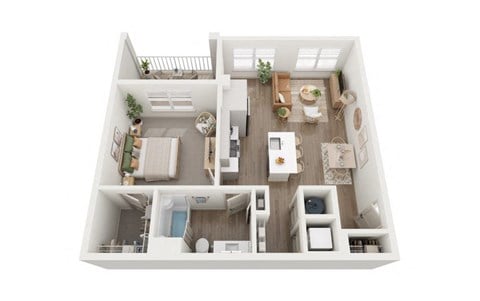 Floor plan for 1 bed, 1 bath, 754 sqft